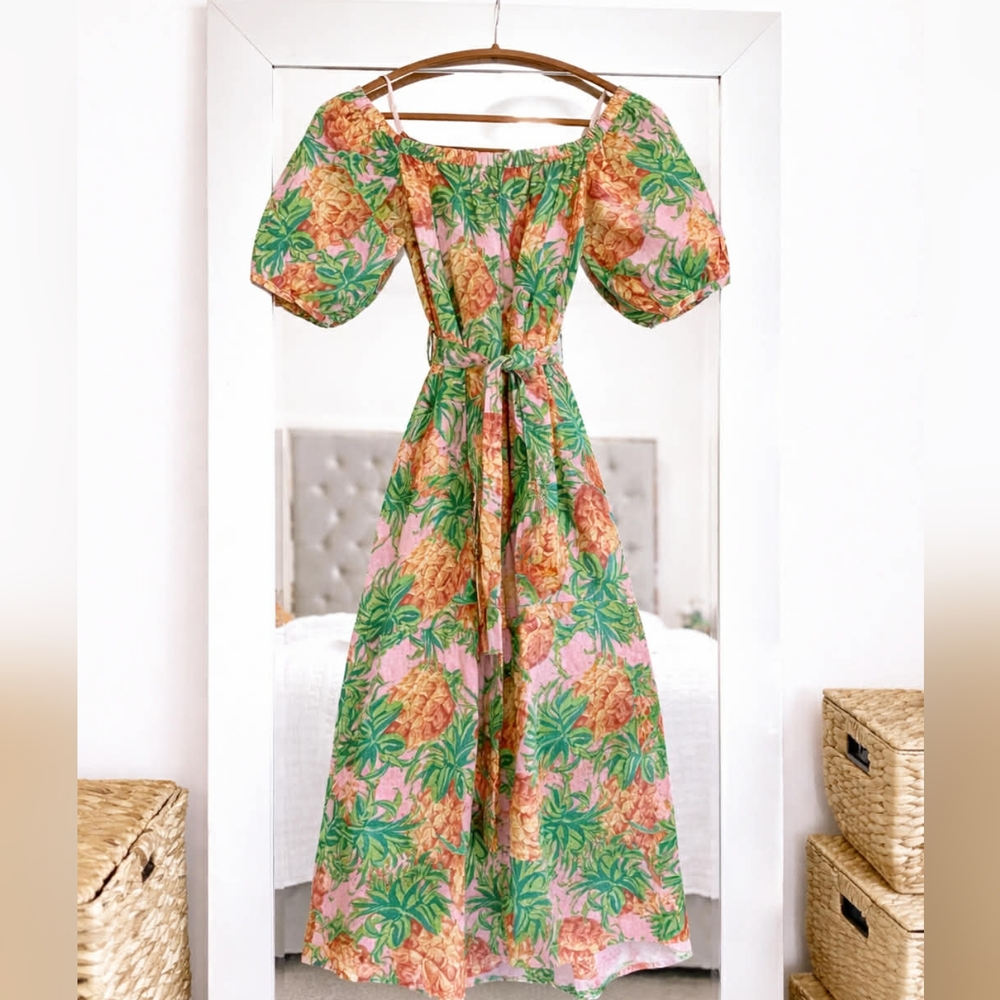 Farm Rio Linen Pineapple Dress